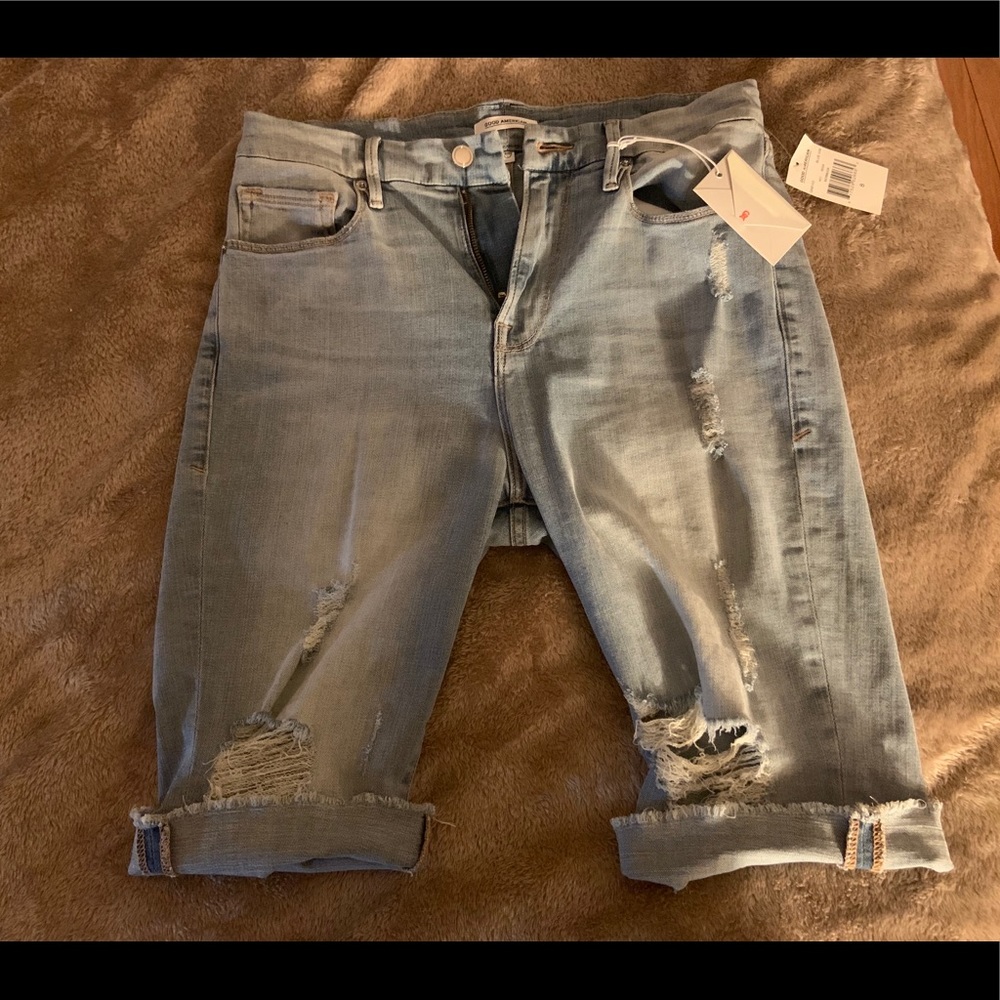 Good American Distressed Bermuda Shorts